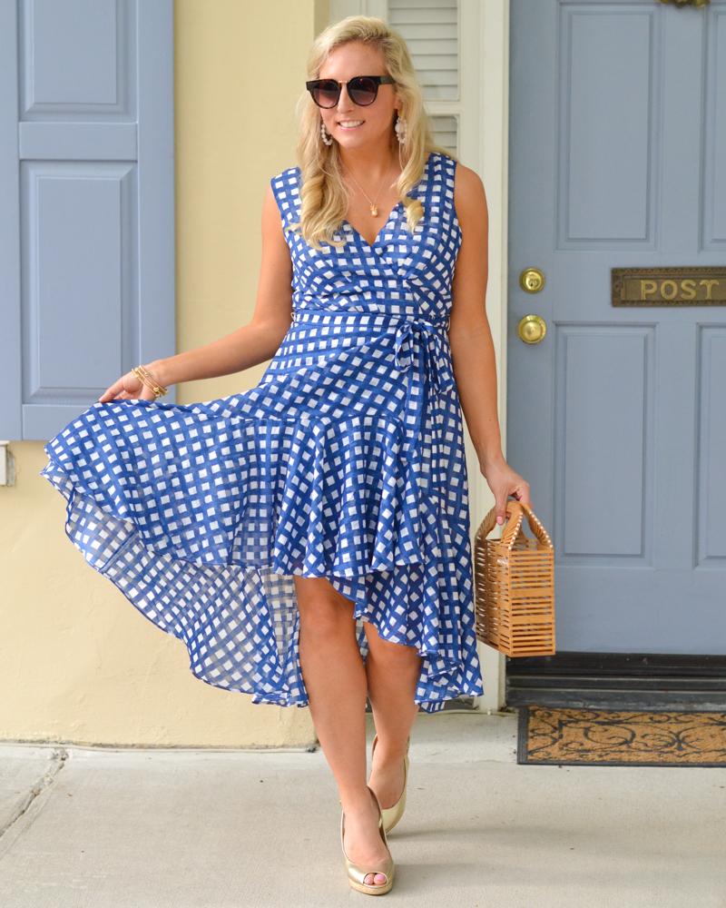 Gingham Ruffle Wrap Dress - Wear Bows and Smile